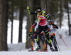 Martin Fourcade of France competes during men IBU E.on Biathlon World cup sprint race in Pokljuka, Slovenia. Men sprint race of IBU E.on Biathlon World cup was held on Thursday, 6th of March 2014 in Pokljuka, Slovenia.
