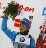 Second placed Daria Virolaynen of Russia celebrates her medal won in the women IBU E.on Biathlon World cup sprint race in Pokljuka, Slovenia. Women sprint race of IBU E.on Biathlon World cup was held on Thursday, 6th of March 2014 in Pokljuka, Slovenia.
