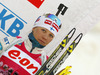 Fourth placed Kaisa Makarainen of Finland celebrates her fourth place in the women IBU E.on Biathlon World cup sprint race in Pokljuka, Slovenia. Women sprint race of IBU E.on Biathlon World cup was held on Thursday, 6th of March 2014 in Pokljuka, Slovenia.
