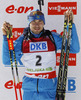 Winner Anton Shipulin of Russia at the flower ceremony of men IBU E.on Biathlon World cup pursuit race in Pokljuka, Slovenia. Men pursuit race of IBU E.on Biathlon World cup was held on Saturday, 8th of March 2014 in Pokljuka, Slovenia.
