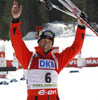 Third placed Ole Einar Bjoerndalen of Norway at the flower ceremony of the men IBU E.on Biathlon World cup pursuit race in Pokljuka, Slovenia. Men pursuit race of IBU E.on Biathlon World cup was held on Saturday, 8th of March 2014 in Pokljuka, Slovenia.
