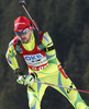Jakov Fak of Slovenia competes during men IBU E.on Biathlon World cup pursuit race in Pokljuka, Slovenia. Men pursuit race of IBU E.on Biathlon World cup was held on Saturday, 8th of March 2014 in Pokljuka, Slovenia.
