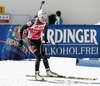 Kaisa Makarainen of Finland competes during women IBU E.on Biathlon World cup pursuit race in Pokljuka, Slovenia. Women pursuit race of IBU E.on Biathlon World cup was held on Saturday, 8th of March 2014 in Pokljuka, Slovenia.
