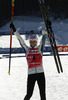 Winner Kaisa Makarainen of Finland at the flower ceremony of the women IBU E.on Biathlon World cup pursuit race in Pokljuka, Slovenia. Women pursuit race of IBU E.on Biathlon World cup was held on Saturday, 8th of March 2014 in Pokljuka, Slovenia.
