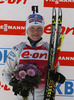 Winner Kaisa Makarainen of Finland at the flower ceremony of the women IBU E.on Biathlon World cup pursuit race in Pokljuka, Slovenia. Women pursuit race of IBU E.on Biathlon World cup was held on Saturday, 8th of March 2014 in Pokljuka, Slovenia.

