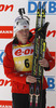 Second placed Tora Berger of Norway at the flower ceremony of the women IBU E.on Biathlon World cup pursuit race in Pokljuka, Slovenia. Women pursuit race of IBU E.on Biathlon World cup was held on Saturday, 8th of March 2014 in Pokljuka, Slovenia.
