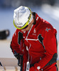 Ole Einar Bjoerndalen of Norway during zeroing before start of the men IBU E.on Biathlon World cup mass start race in Pokljuka, Slovenia. 15km long men mass start race of IBU E.on Biathlon World cup was held on Sunday, 9th of March 2014 in Pokljuka, Slovenia.
