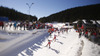 Athletes competing during men IBU E.on Biathlon World cup mass start race in Pokljuka, Slovenia. 15km long men mass start race of IBU E.on Biathlon World cup was held on Sunday, 9th of March 2014 in Pokljuka, Slovenia.

