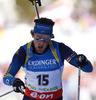 Fredrik Lindstroem of Sweden competes during men IBU E.on Biathlon World cup mass start race in Pokljuka, Slovenia. 15km long men mass start race of IBU E.on Biathlon World cup was held on Sunday, 9th of March 2014 in Pokljuka, Slovenia.

