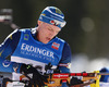 Winner Bjoern Ferry of Sweden shooting during men IBU E.on Biathlon World cup mass start race in Pokljuka, Slovenia. 15km long men mass start race of IBU E.on Biathlon World cup was held on Sunday, 9th of March 2014 in Pokljuka, Slovenia.
