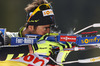 Second placed Martin Fourcade of France shooting during men IBU E.on Biathlon World cup mass start race in Pokljuka, Slovenia. 15km long men mass start race of IBU E.on Biathlon World cup was held on Sunday, 9th of March 2014 in Pokljuka, Slovenia.
