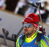 Jakov Fak of Slovenia during men IBU E.on Biathlon World cup mass start race in Pokljuka, Slovenia. 15km long men mass start race of IBU E.on Biathlon World cup was held on Sunday, 9th of March 2014 in Pokljuka, Slovenia.
