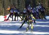 Athletes during men IBU E.on Biathlon World cup mass start race in Pokljuka, Slovenia. 15km long men mass start race of IBU E.on Biathlon World cup was held on Sunday, 9th of March 2014 in Pokljuka, Slovenia.
