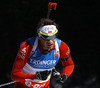 Ole Einar Bjoerndalen of Norway competes during men IBU E.on Biathlon World cup mass start race in Pokljuka, Slovenia. 15km long men mass start race of IBU E.on Biathlon World cup was held on Sunday, 9th of March 2014 in Pokljuka, Slovenia.
