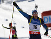 Winner Bjoern Ferry of Sweden celebrates his victory crossing finish line of men IBU E.on Biathlon World cup mass start race in Pokljuka, Slovenia. 15km long men mass start race of IBU E.on Biathlon World cup was held on Sunday, 9th of March 2014 in Pokljuka, Slovenia.
