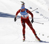 Johannes Thingnes Boe of Norway competes during men IBU E.on Biathlon World cup mass start race in Pokljuka, Slovenia. 15km long men mass start race of IBU E.on Biathlon World cup was held on Sunday, 9th of March 2014 in Pokljuka, Slovenia.
