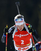 Second placed Kaisa Makarainen of Finland competes during women IBU E.on Biathlon World cup mass start race in Pokljuka, Slovenia. 12.5km long women mass start race of IBU E.on Biathlon World cup was held on Sunday, 9th of March 2014 in Pokljuka, Slovenia.
