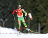 Winner Darya Domracheva of Belarus competes during women IBU E.on Biathlon World cup mass start race in Pokljuka, Slovenia. 12.5km long women mass start race of IBU E.on Biathlon World cup was held on Sunday, 9th of March 2014 in Pokljuka, Slovenia.

