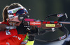 Winner Darya Domracheva of Belarus competes during women IBU E.on Biathlon World cup mass start race in Pokljuka, Slovenia. 12.5km long women mass start race of IBU E.on Biathlon World cup was held on Sunday, 9th of March 2014 in Pokljuka, Slovenia.
