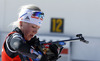 Second placed Kaisa Makarainen of Finland competes during women IBU E.on Biathlon World cup mass start race in Pokljuka, Slovenia. 12.5km long women mass start race of IBU E.on Biathlon World cup was held on Sunday, 9th of March 2014 in Pokljuka, Slovenia.
