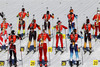 Athletes ready to start of the women IBU E.on Biathlon World cup mass start race in Pokljuka, Slovenia. 12.5km long women mass start race of IBU E.on Biathlon World cup was held on Sunday, 9th of March 2014 in Pokljuka, Slovenia.
