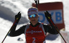 Second placed Kaisa Makarainen of Finland celebrates her second place crossing finish line during women IBU E.on Biathlon World cup mass start race in Pokljuka, Slovenia. 12.5km long women mass start race of IBU E.on Biathlon World cup was held on Sunday, 9th of March 2014 in Pokljuka, Slovenia.
