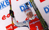 Second placed Kaisa Makarainen of Finland celebrates her medal won in women IBU E.on Biathlon World cup mass start race in Pokljuka, Slovenia. 12.5km long women mass start race of IBU E.on Biathlon World cup was held on Sunday, 9th of March 2014 in Pokljuka, Slovenia.
