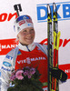 Second placed Kaisa Makarainen of Finland celebrates her medal won in women IBU E.on Biathlon World cup mass start race in Pokljuka, Slovenia. 12.5km long women mass start race of IBU E.on Biathlon World cup was held on Sunday, 9th of March 2014 in Pokljuka, Slovenia.
