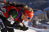 Mari Laukkanen of Finland during Women sprint race of IBU Biathlon World Cup in Hochfilzen, Austria. Women sprint race of IBU Biathlon World cup was held on Friday, 12th of December 2014 in Hochfilzen, Austria.
