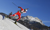 Winner Johannes Thingnes Boe of Norway during Men sprint race of IBU Biathlon World Cup in Hochfilzen, Austria. Men sprint race of IBU Biathlon World cup was held on Friday, 12th of December 2014 in Hochfilzen, Austria.
