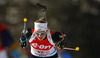 Irene Cadurisch of Switzerland skiing during Women relay race of IBU Biathlon World Cup in Hochfilzen, Austria. Women relay race of IBU Biathlon World cup was held on Saturday, 13th of December 2014 in Hochfilzen, Austria.
