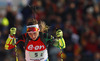 Nastassia Dubarezava of Belarus skiing during Women relay race of IBU Biathlon World Cup in Hochfilzen, Austria. Women relay race of IBU Biathlon World cup was held on Saturday, 13th of December 2014 in Hochfilzen, Austria.
