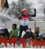 Mari Laukkanen of Finland skiing during Women relay race of IBU Biathlon World Cup in Hochfilzen, Austria. Women relay race of IBU Biathlon World cup was held on Saturday, 13th of December 2014 in Hochfilzen, Austria.
