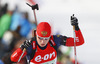 Olga Podchufarova of Russia skiing during Women relay race of IBU Biathlon World Cup in Hochfilzen, Austria. Women relay race of IBU Biathlon World cup was held on Saturday, 13th of December 2014 in Hochfilzen, Austria.
