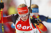 Franziska Hildebrand of Germany skiing during Women relay race of IBU Biathlon World Cup in Hochfilzen, Austria. Women relay race of IBU Biathlon World cup was held on Saturday, 13th of December 2014 in Hochfilzen, Austria.
