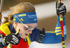 Mona Brorsson of Sweden skiing during Women relay race of IBU Biathlon World Cup in Hochfilzen, Austria. Women relay race of IBU Biathlon World cup was held on Saturday, 13th of December 2014 in Hochfilzen, Austria.
