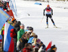 Mari Laukkanen of Finland skiing during Women relay race of IBU Biathlon World Cup in Hochfilzen, Austria. Women relay race of IBU Biathlon World cup was held on Saturday, 13th of December 2014 in Hochfilzen, Austria.
