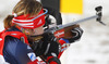 Ekaterina Glazyrina of Russia skiing during Women relay race of IBU Biathlon World Cup in Hochfilzen, Austria. Women relay race of IBU Biathlon World cup was held on Saturday, 13th of December 2014 in Hochfilzen, Austria.
