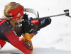 Franziska Preuss of Germany shooting during Women relay race of IBU Biathlon World Cup in Hochfilzen, Austria. Women relay race of IBU Biathlon World cup was held on Saturday, 13th of December 2014 in Hochfilzen, Austria.
