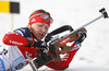 Ekaterina Glazyrina of Russia reloading rifle after missing target during Women relay race of IBU Biathlon World Cup in Hochfilzen, Austria. Women relay race of IBU Biathlon World cup was held on Saturday, 13th of December 2014 in Hochfilzen, Austria.
