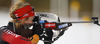 Franziska Preuss of Germany shooting during Women relay race of IBU Biathlon World Cup in Hochfilzen, Austria. Women relay race of IBU Biathlon World cup was held on Saturday, 13th of December 2014 in Hochfilzen, Austria.
