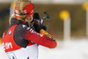 Franziska Preuss of Germany shooting during Women relay race of IBU Biathlon World Cup in Hochfilzen, Austria. Women relay race of IBU Biathlon World cup was held on Saturday, 13th of December 2014 in Hochfilzen, Austria.
