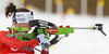 Karin Oberhofer of Italy shooting during Women relay race of IBU Biathlon World Cup in Hochfilzen, Austria. Women relay race of IBU Biathlon World cup was held on Saturday, 13th of December 2014 in Hochfilzen, Austria.
