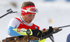 Urska Poje of Slovenia getting ready to shoot during Women relay race of IBU Biathlon World Cup in Hochfilzen, Austria. Women relay race of IBU Biathlon World cup was held on Saturday, 13th of December 2014 in Hochfilzen, Austria.
