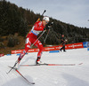 Synnoeve Solemdal of Norway skiing during Women relay race of IBU Biathlon World Cup in Hochfilzen, Austria. Women relay race of IBU Biathlon World cup was held on Saturday, 13th of December 2014 in Hochfilzen, Austria.
