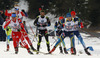 Tobias Arwidson of Sweden (R) skiing during Men relay race of IBU Biathlon World Cup in Hochfilzen, Austria. Men relay race of IBU Biathlon World cup was held on Saturday, 13th of December 2014 in Hochfilzen, Austria.
