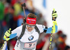 Peter Dokl of Slovenia skiing during Men relay race of IBU Biathlon World Cup in Hochfilzen, Austria. Men relay race of IBU Biathlon World cup was held on Saturday, 13th of December 2014 in Hochfilzen, Austria.
