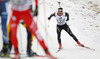 Benjamin Weger of Switzerland skiing during Men relay race of IBU Biathlon World Cup in Hochfilzen, Austria. Men relay race of IBU Biathlon World cup was held on Saturday, 13th of December 2014 in Hochfilzen, Austria.
