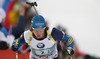 Ted Armgren of Sweden skiing during Men relay race of IBU Biathlon World Cup in Hochfilzen, Austria. Men relay race of IBU Biathlon World cup was held on Saturday, 13th of December 2014 in Hochfilzen, Austria.
