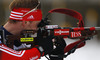 Dmitry Malyshko of Russia shooting during Men relay race of IBU Biathlon World Cup in Hochfilzen, Austria. Men relay race of IBU Biathlon World cup was held on Saturday, 13th of December 2014 in Hochfilzen, Austria.
